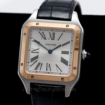 Cartier Santos Dumont 284523BX Steel 18K Rose Gold Silver Dial